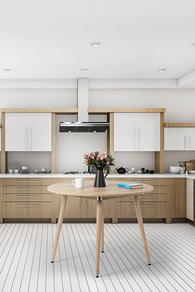 Bistro 80 Cm / Yuvarlak Mutfak Masası / Yuvarlak Yemek Masası / Meşe